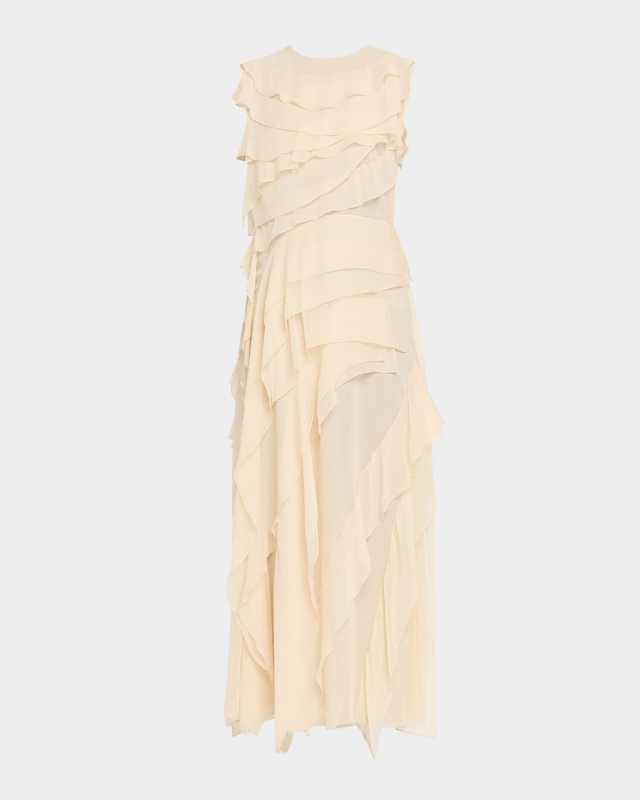 Gigi Sleeveless Ruffled Silk Maxi Dress